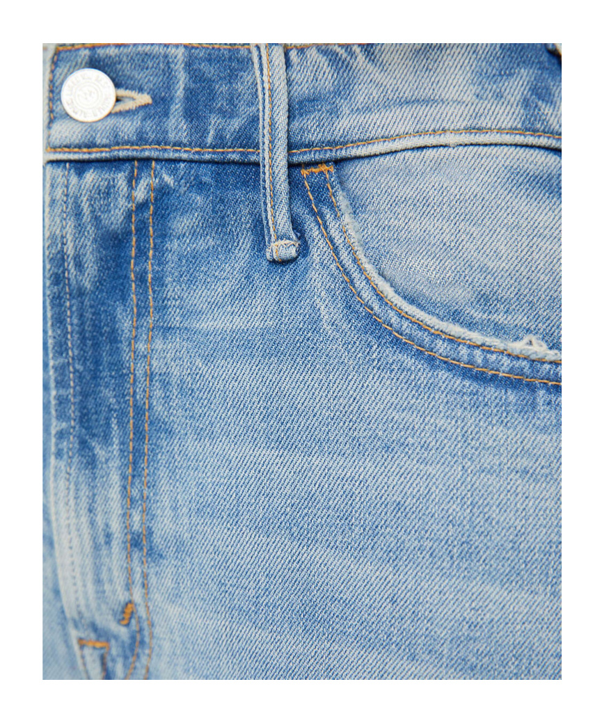 Mother The Hustler Roller Fray Mid-rise Wide-leg Jeans In Blue