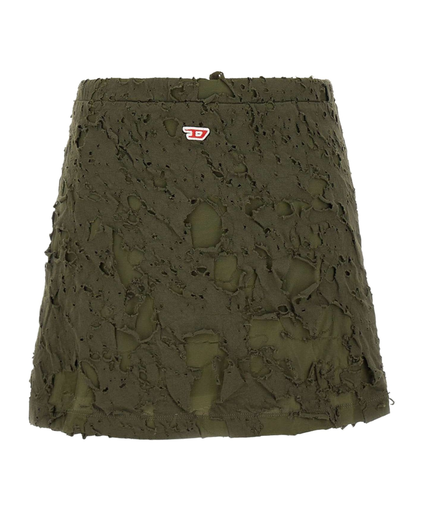 Diesel Logo-patch Distressed Mini Skirt In Green
