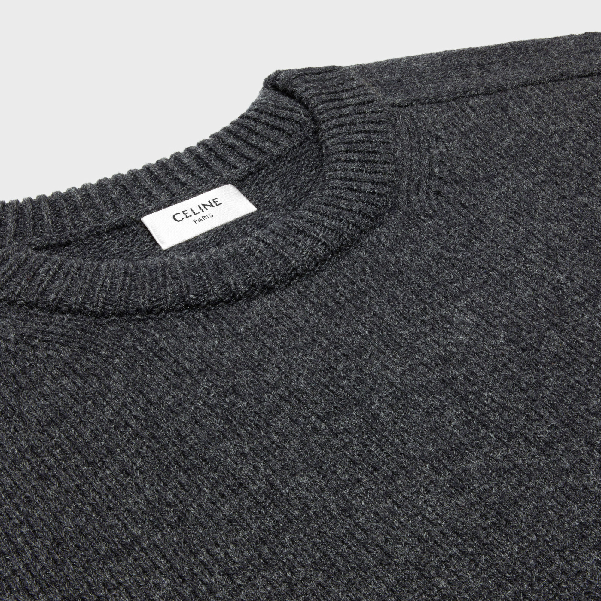 Celine Pullover Wool Cashmere Sweater In Anthracite Color