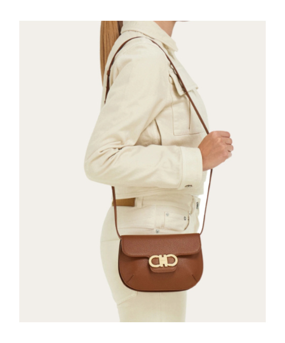 Ferragamo Double Gancini Mini Leather Shoulder Bag In Multi