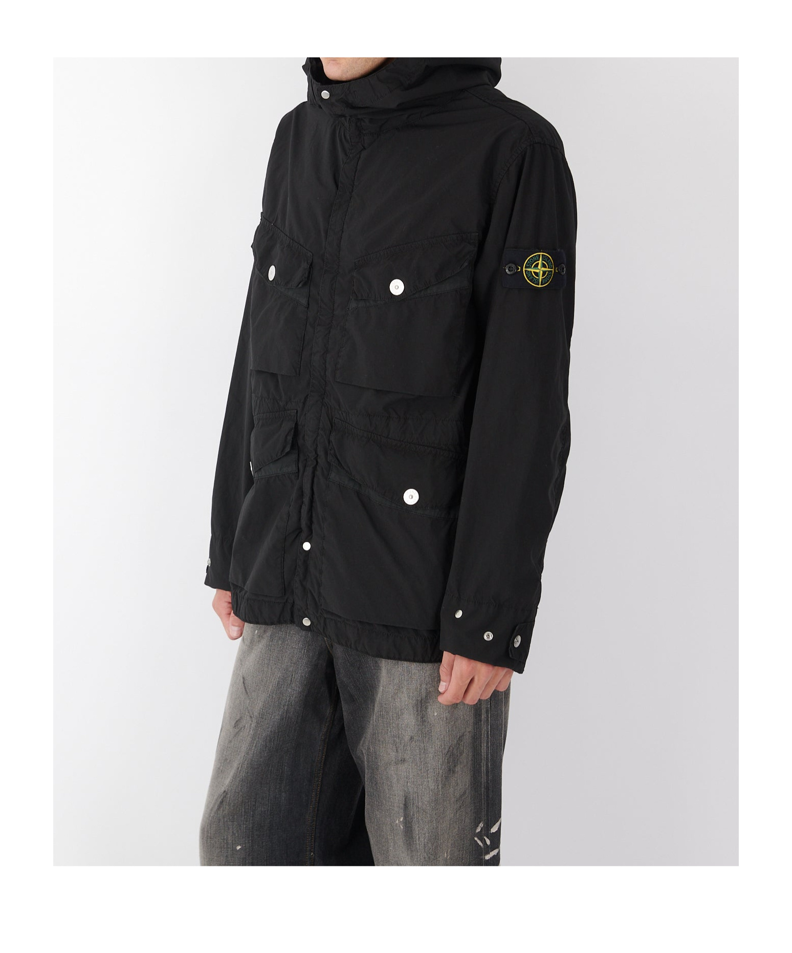 Stone Island Light Compact Touch Poly-tc Jacket Black In Black