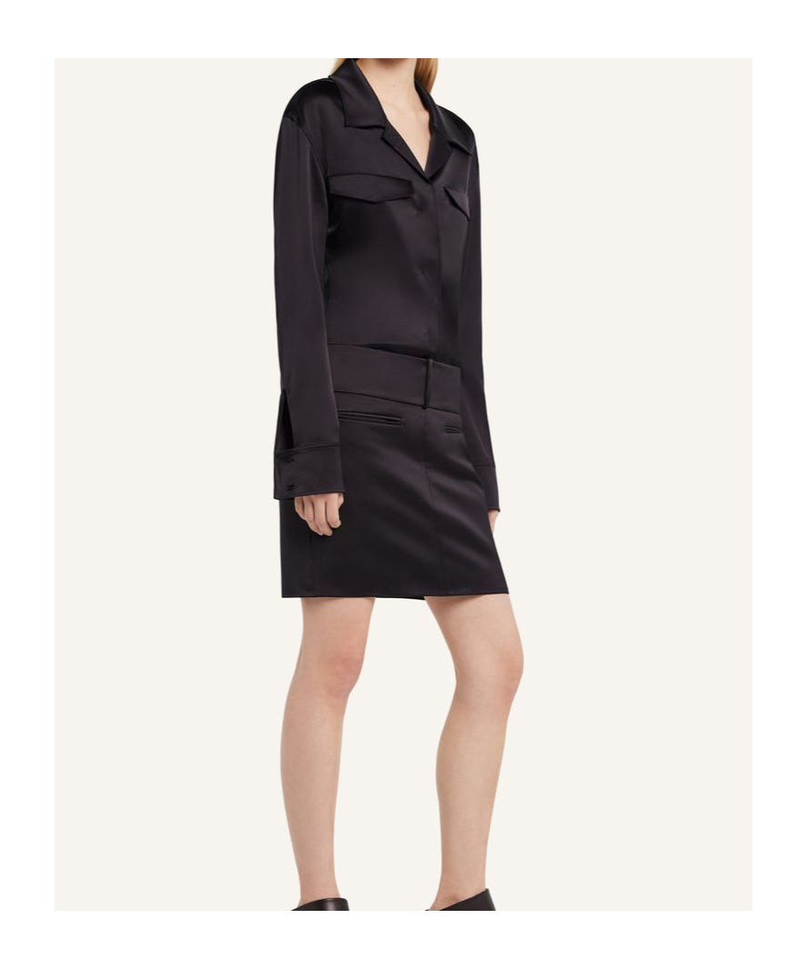 Courrèges Darted Satin Shirt In Black