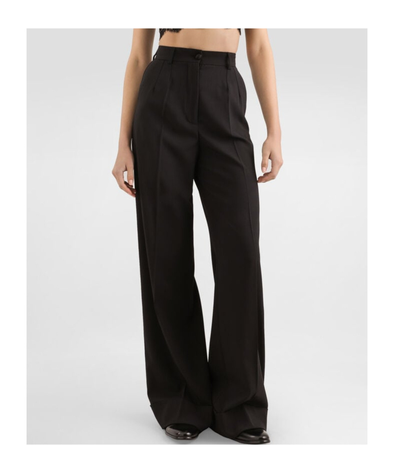 Dolce & Gabbana High-waisted Wide-leg Trousers In Black