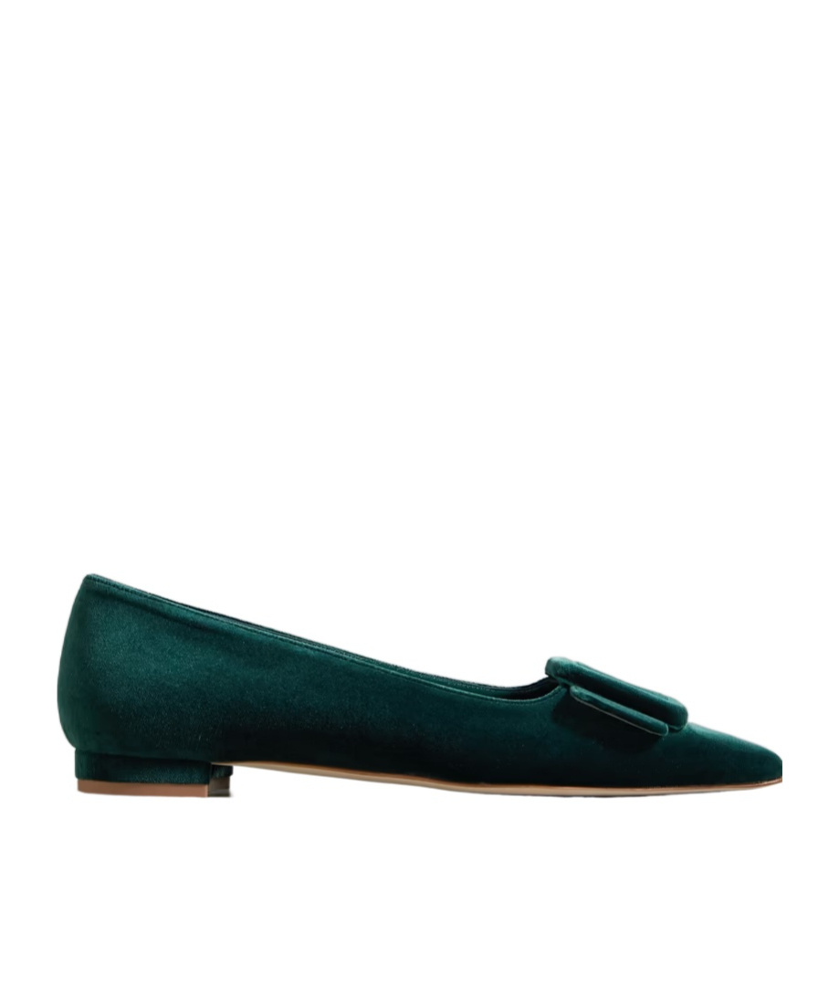 Manolo Blahnik Pointed Toe Flats In Green