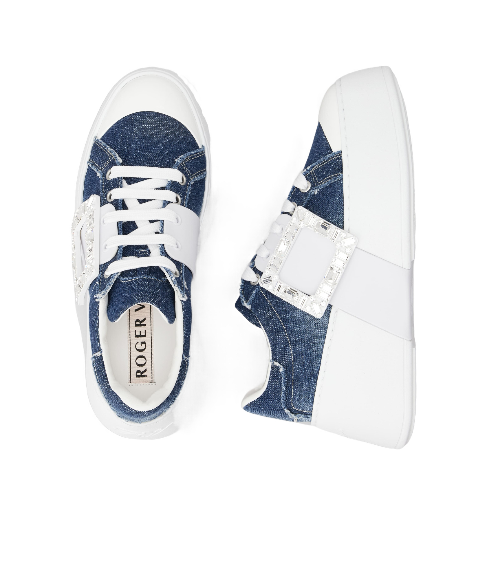 Shop Roger Vivier Viv' Skate Sneakers In Denim