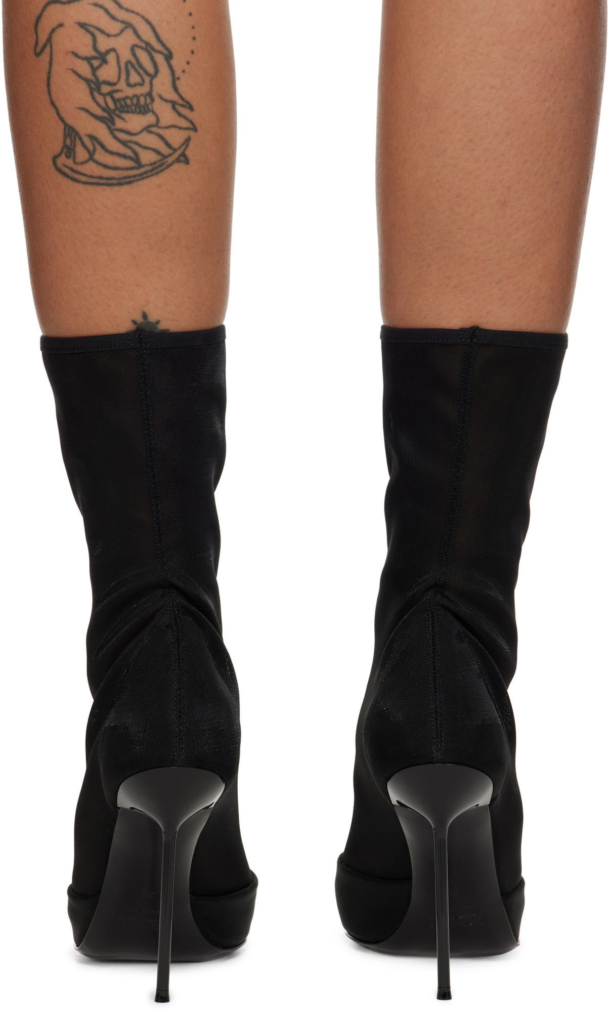 Paris Texas Black Lidia Stretch Ankle Boots In Black