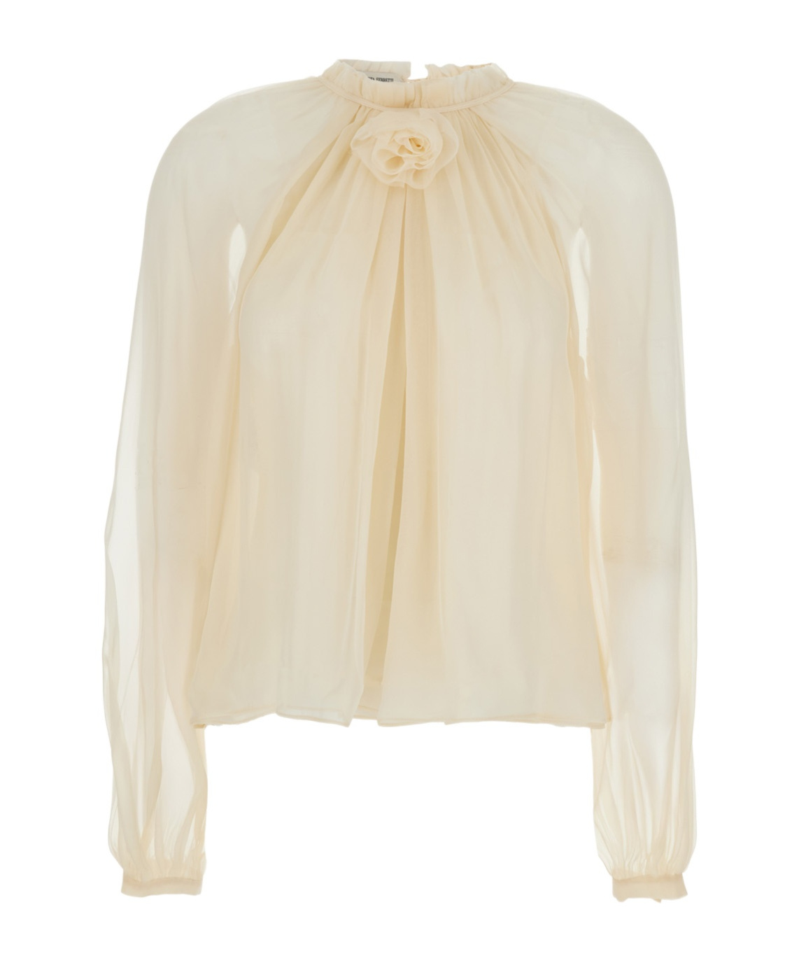 Alberta Ferretti Balloon-sleeve Satin Blouse In Neutral