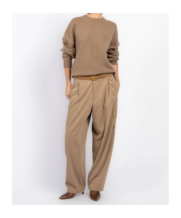 Darkpark Tailored Beige Trousers With Textured Finish In Brown
