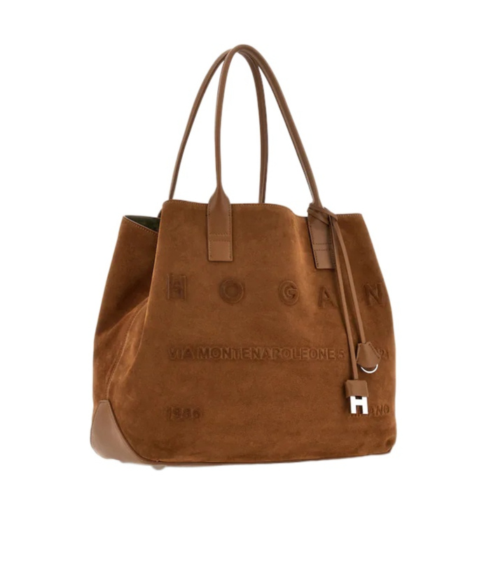 Hogan Script Shopping Bag Medium In Brown