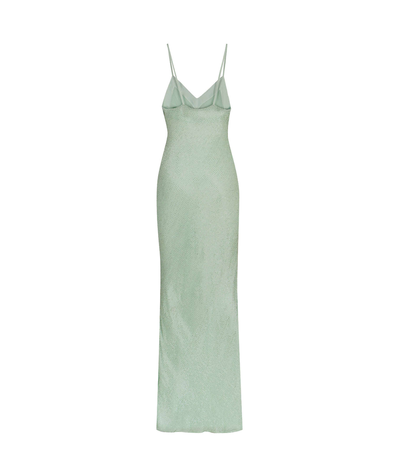 Elisabetta Franchi Rhinestone Embellished Velvet Dress With Spaghetti Straps In Green