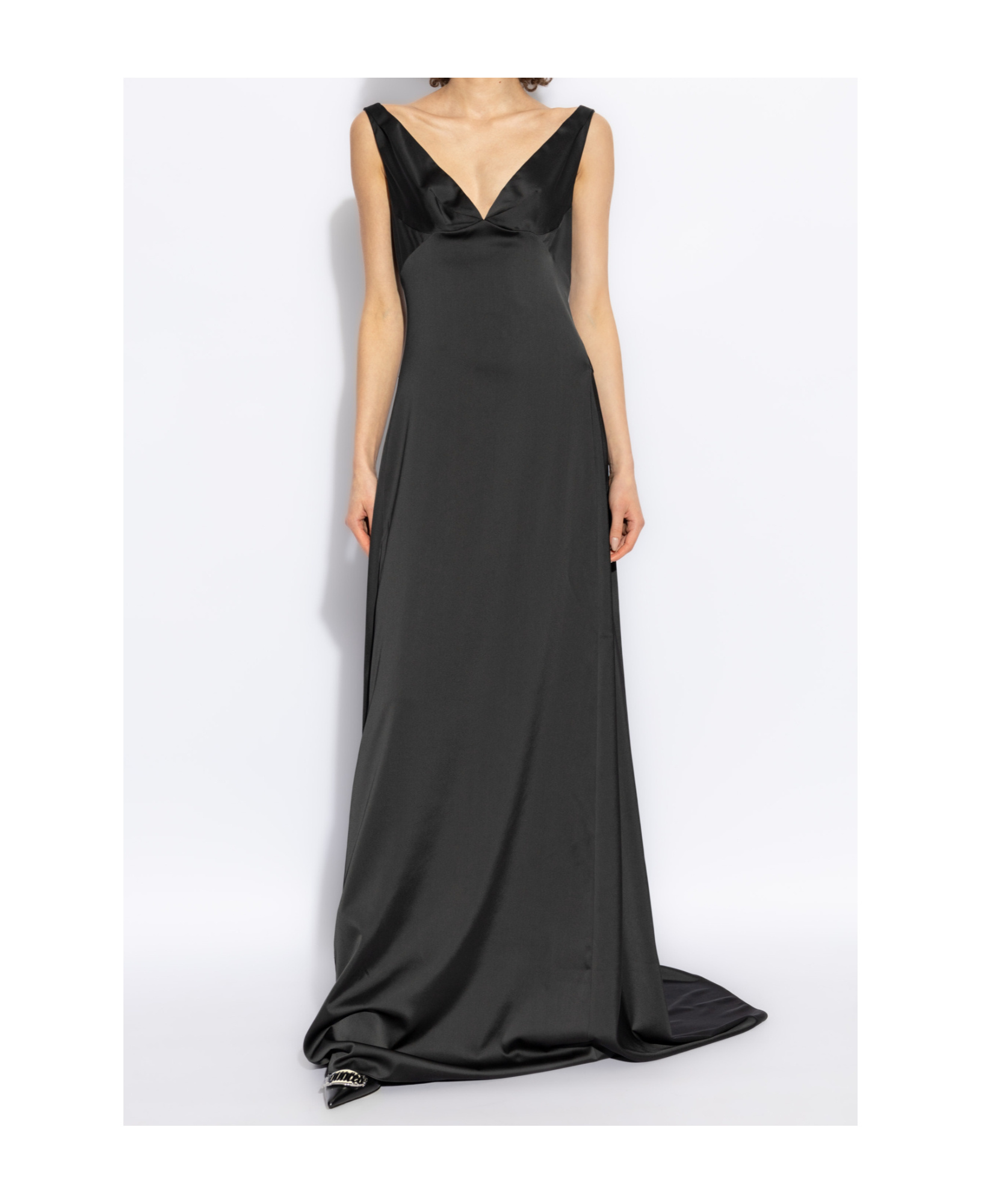 Dsquared2 Flattering Full-length Black Dress With Wide Skirt In Black