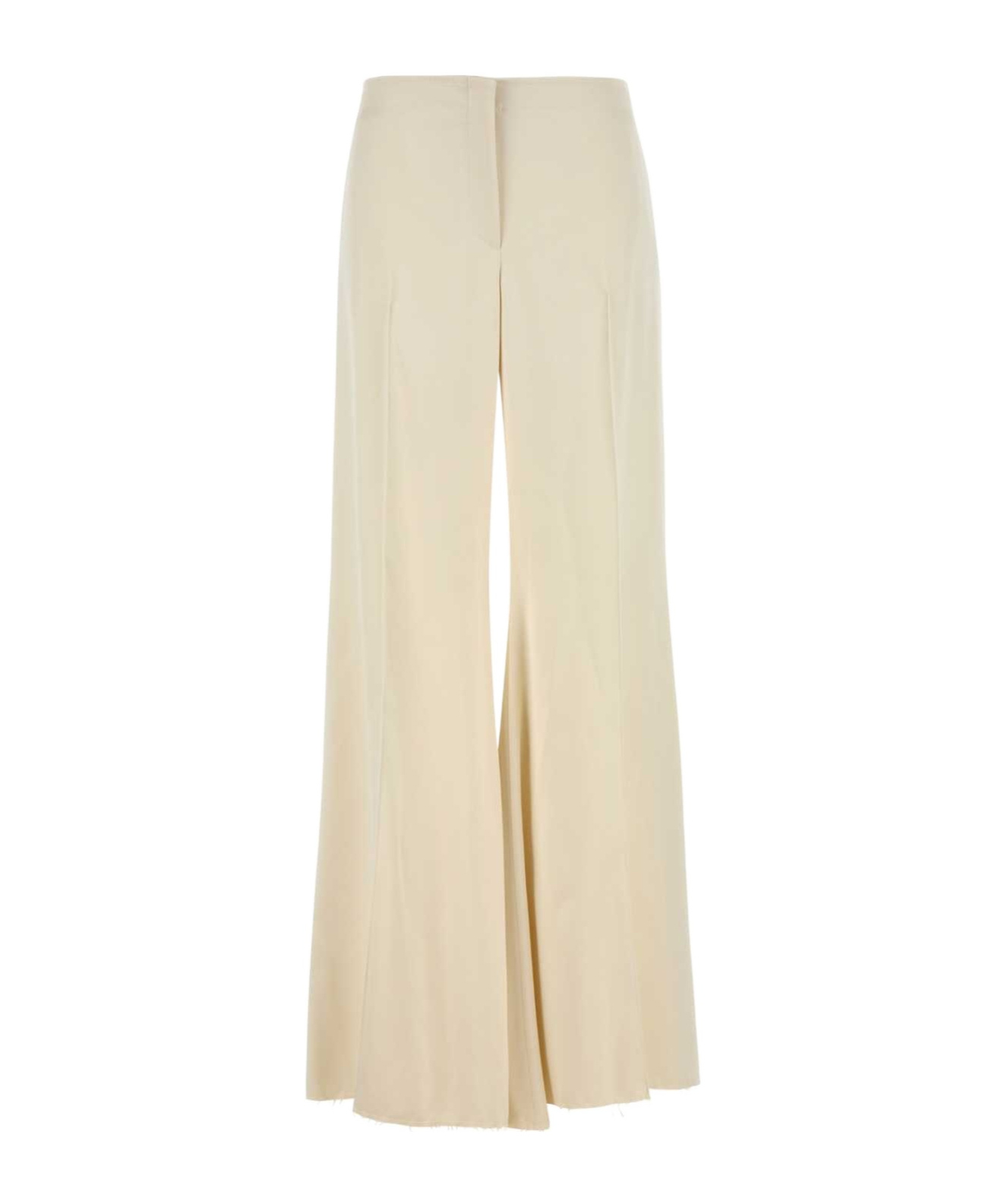 Alexander Mcqueen Women Cream Satin Wide-leg Pant In Nude