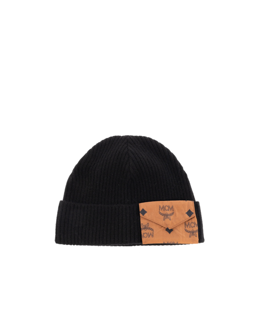Mcm Cuffed Knitted Hat In Black