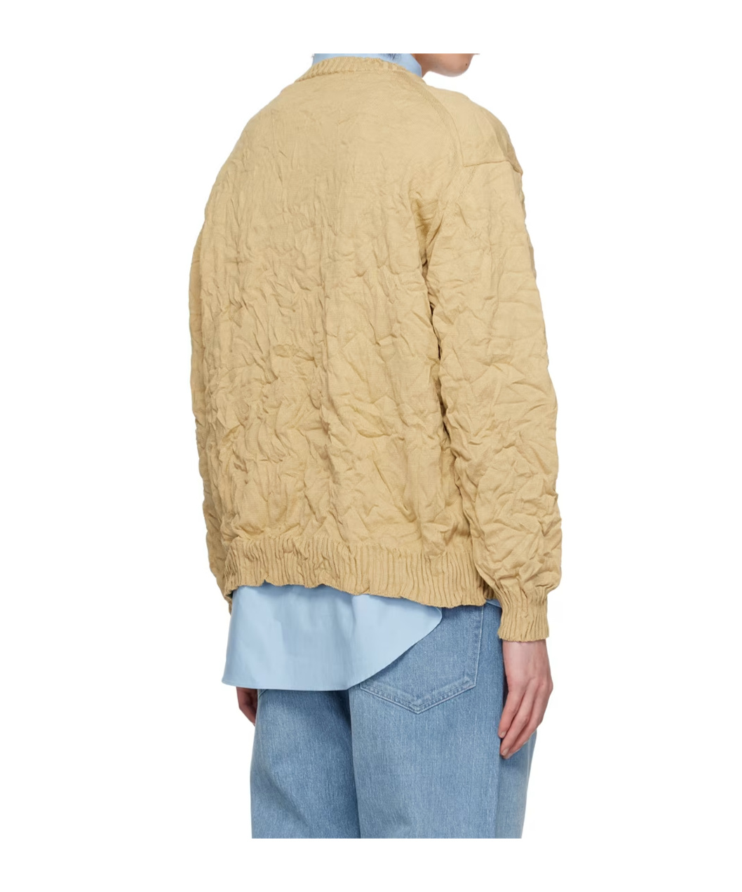 Auralee Round-collar Pleated Sweater In Nude