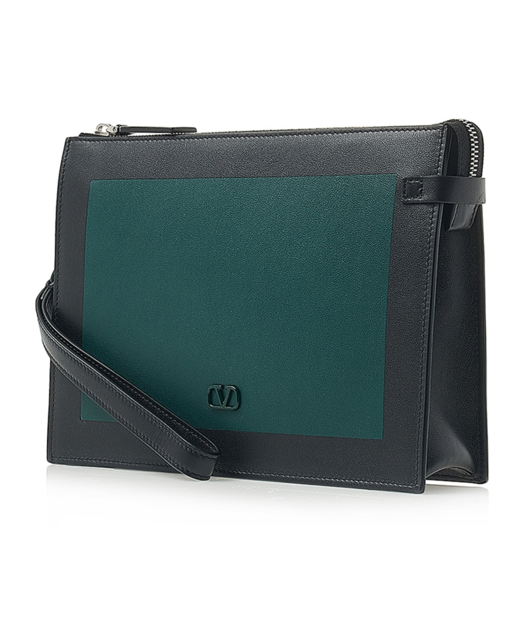 Valentino Logo Clutch In Green