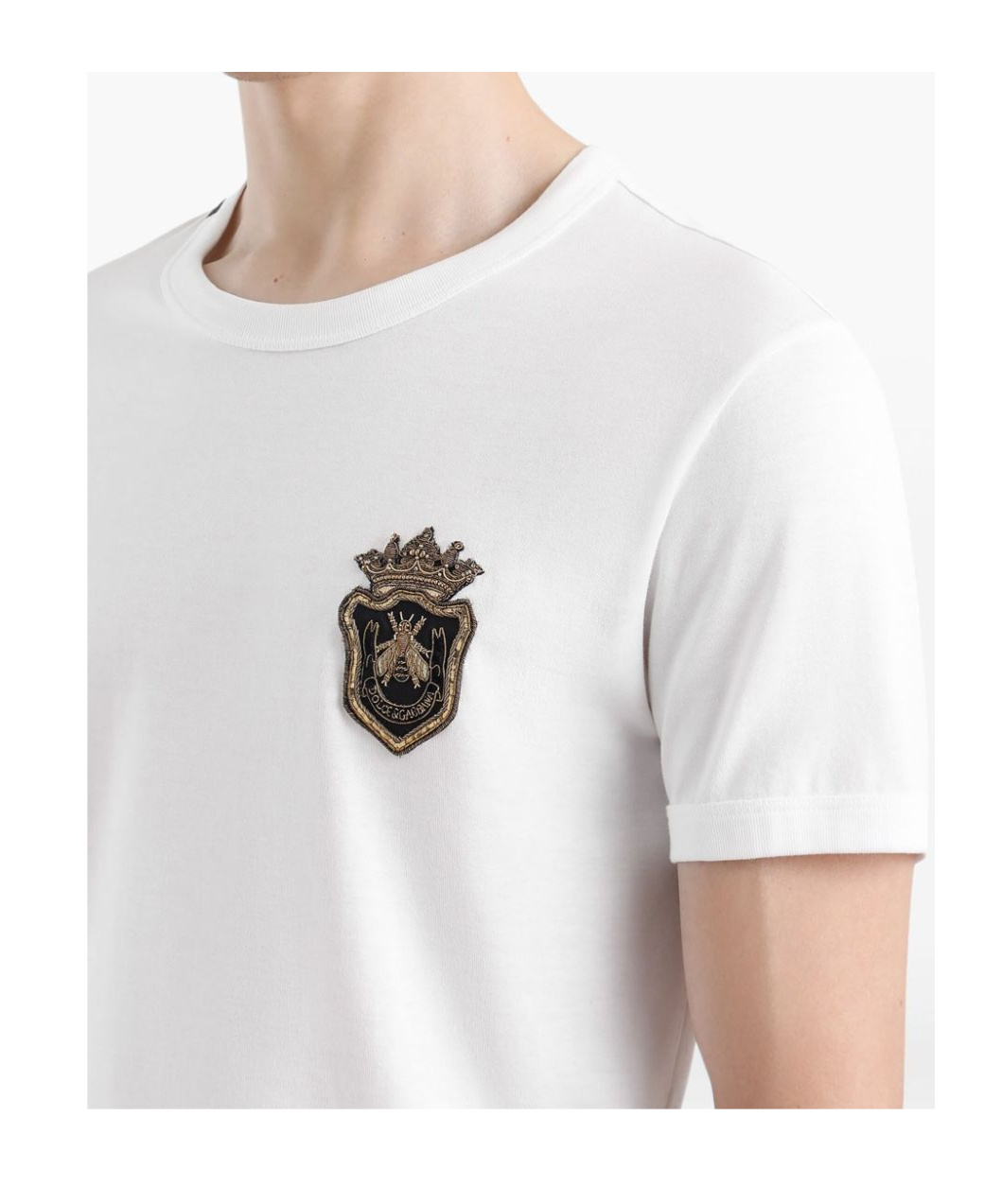 Dolce & Gabbana White Heraldic Patch Cotton T-shirt In White