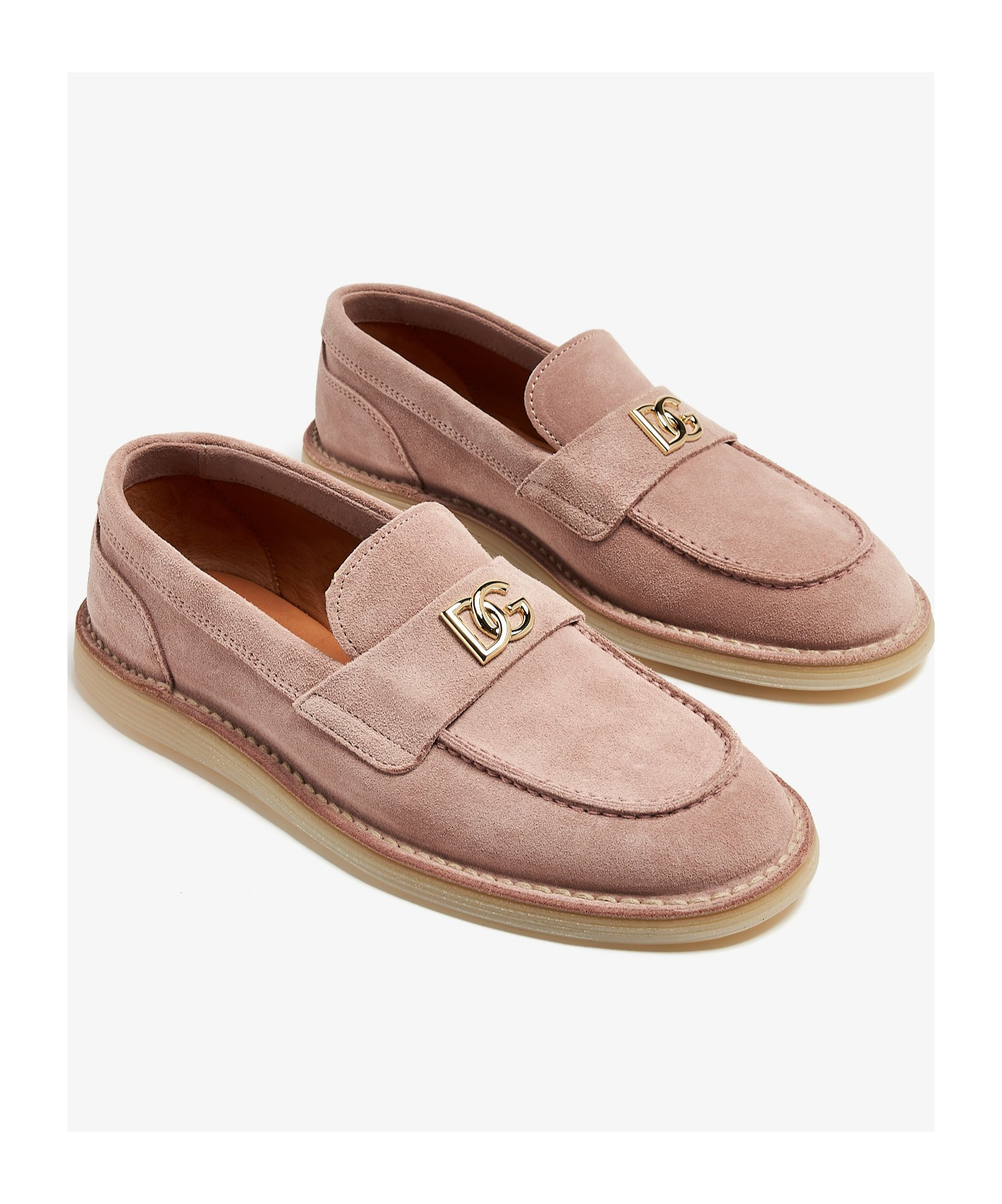 Dolce & Gabbana Suede Leather Moccas In Nude