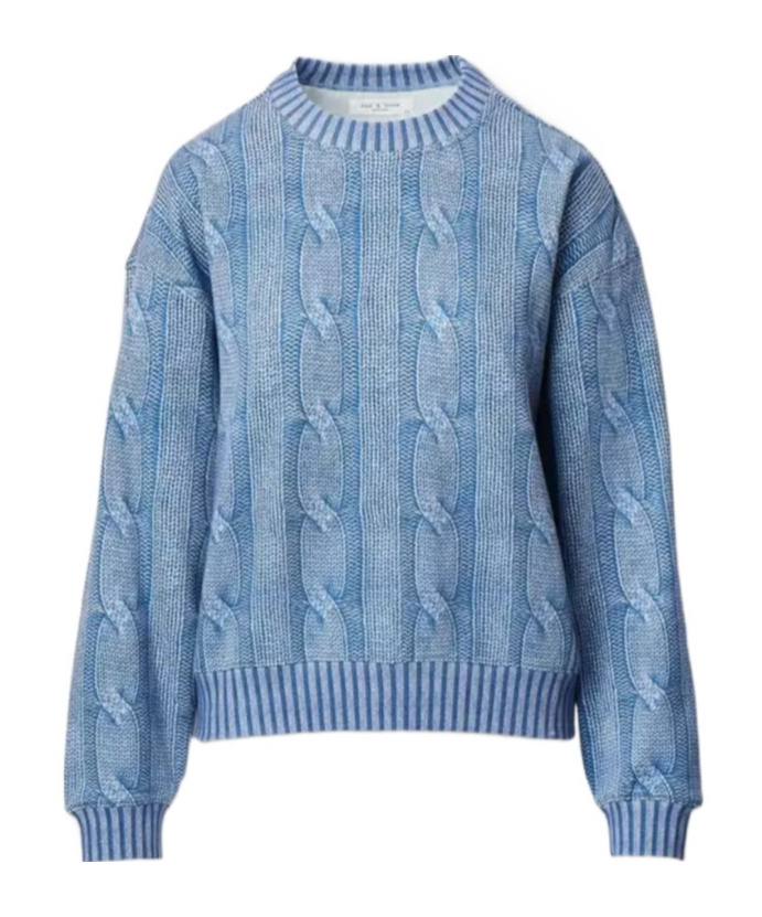 Rag & Bone Miramar Cable-effect Sweatshirt In Blue