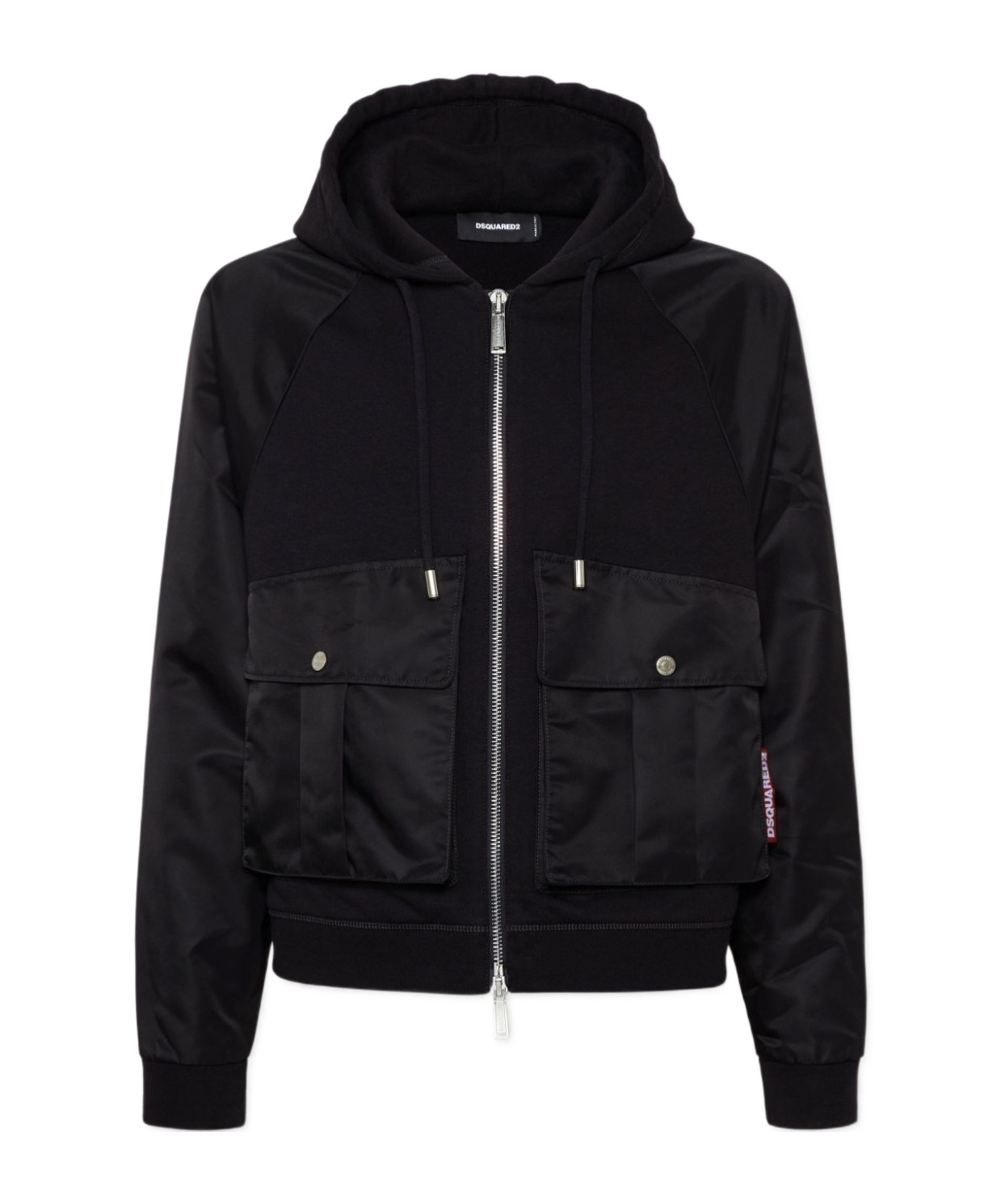 Dsquared2 Zip-up Cotton Hoodie In Black