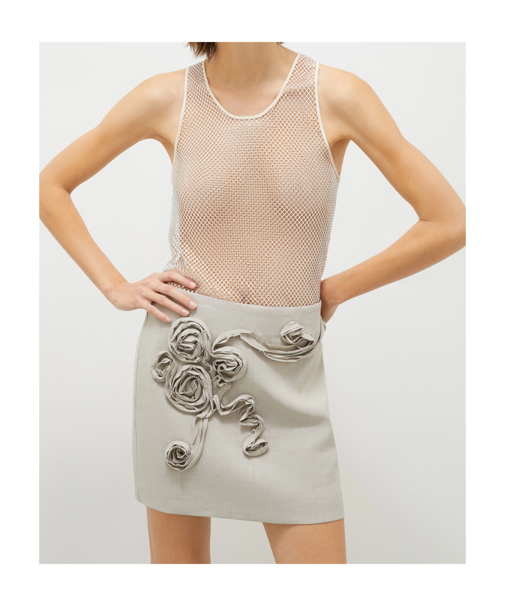 Marella Rhinestone Mesh Vest In White