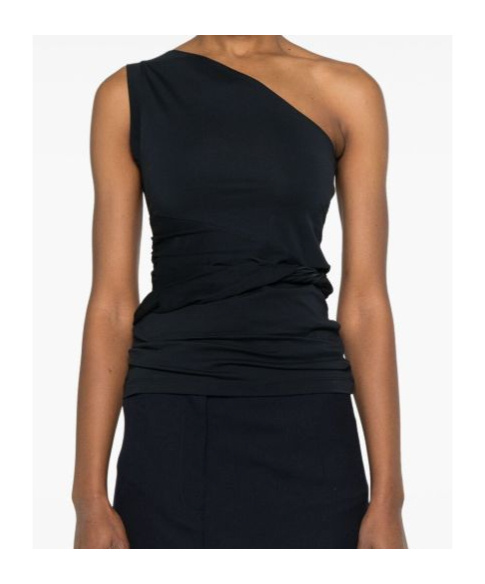 Patou One-shoulder Cotton Top In Black