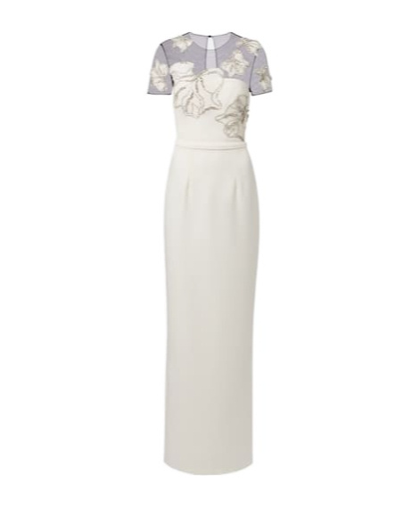 Safiyaa London Embellished Crêpe Gown In White