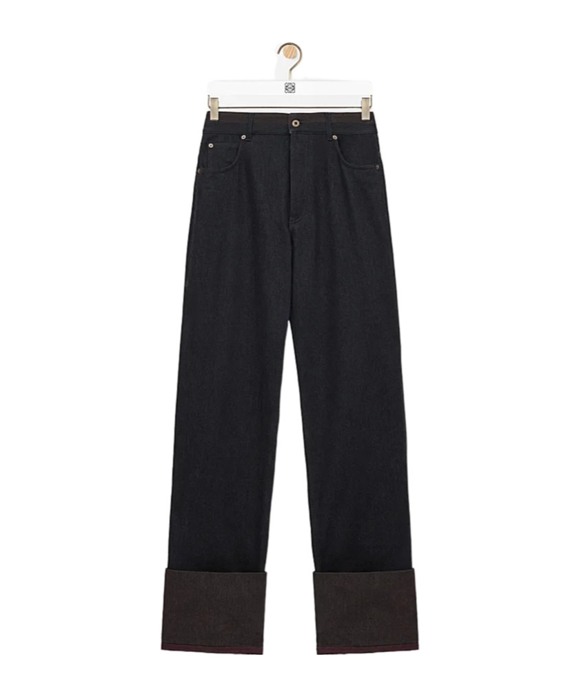 Loewe Denim Cuffed Jeans In Black