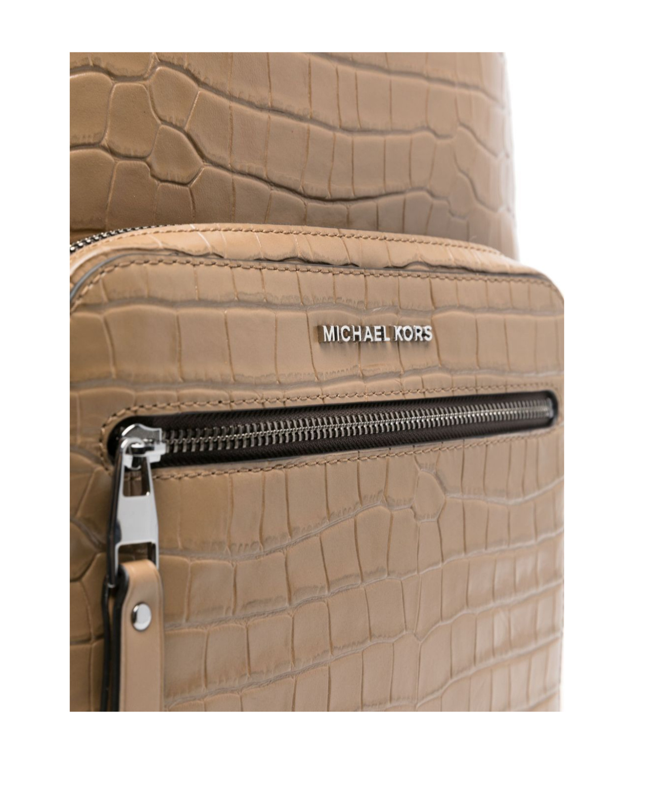 Shop Michael Kors Hudson Crocodile Embossed Leather Commuter Backpack In Brown