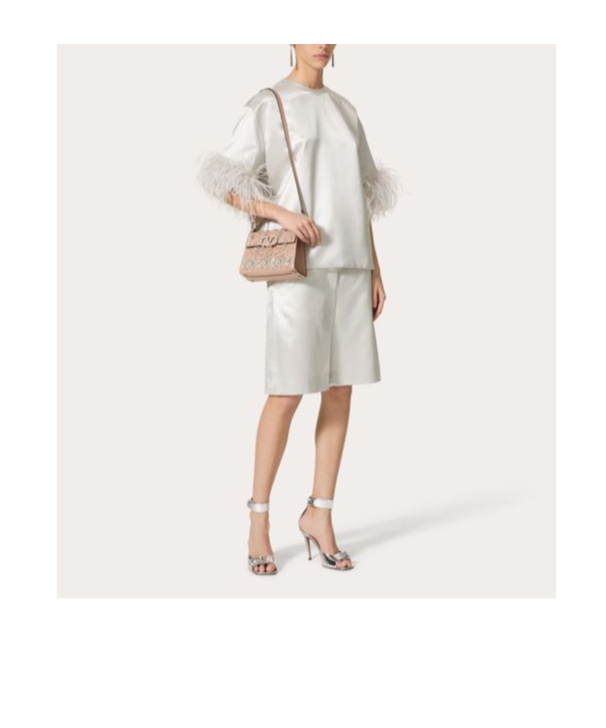 Valentino Vlogo Tote Bag In Crystal/rose