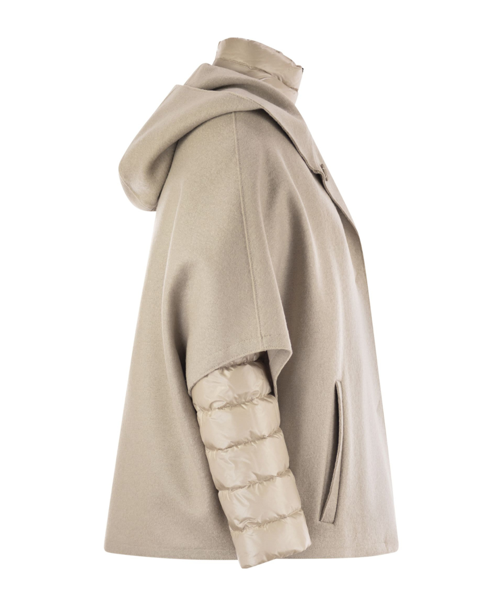 Herno Women Resort Hood In Ultralight Wool And Nylon In Neutral