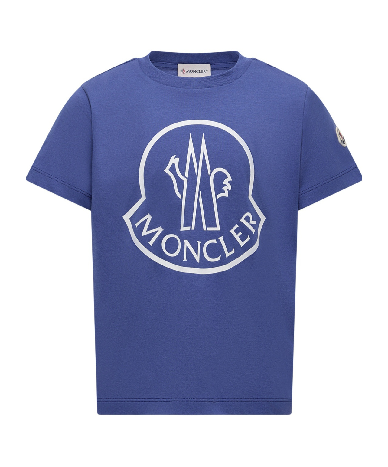 Moncler Printed Logo Cotton T-shirt In Blue