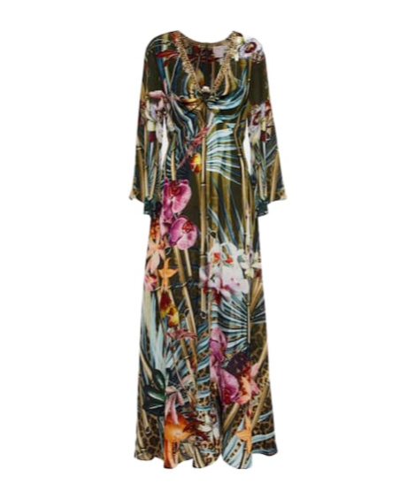 Camilla Floral Silk Cutout Maxi Dress In Multi