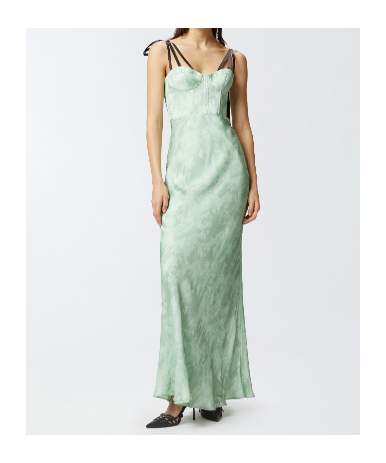Pinko Floral-print Maxi Dress In Green