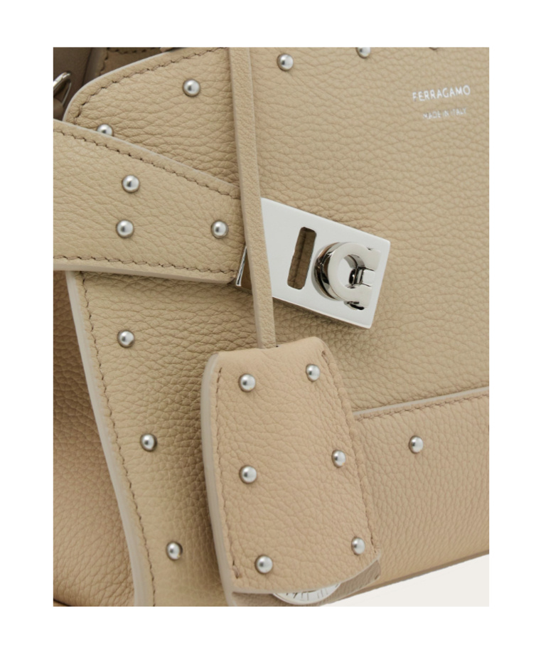 Ferragamo Large Hug Tote With Spike Embellished In Multi