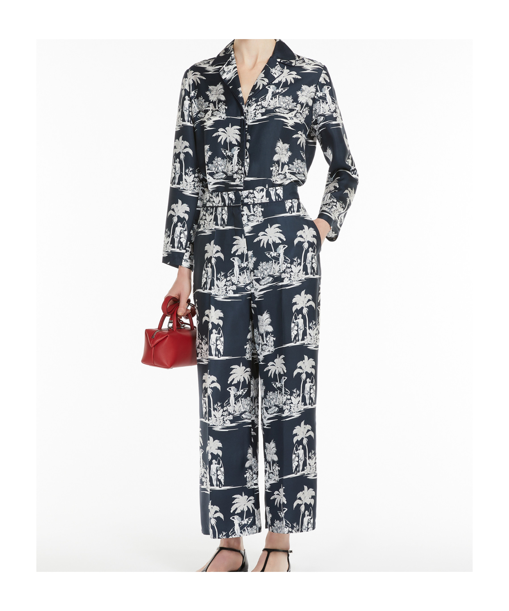 Max Mara Studio Paglie Long Trouser Navy In Black