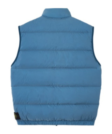 Stone Island Collar Puffer Vest With Side Zip Pockets In Blue