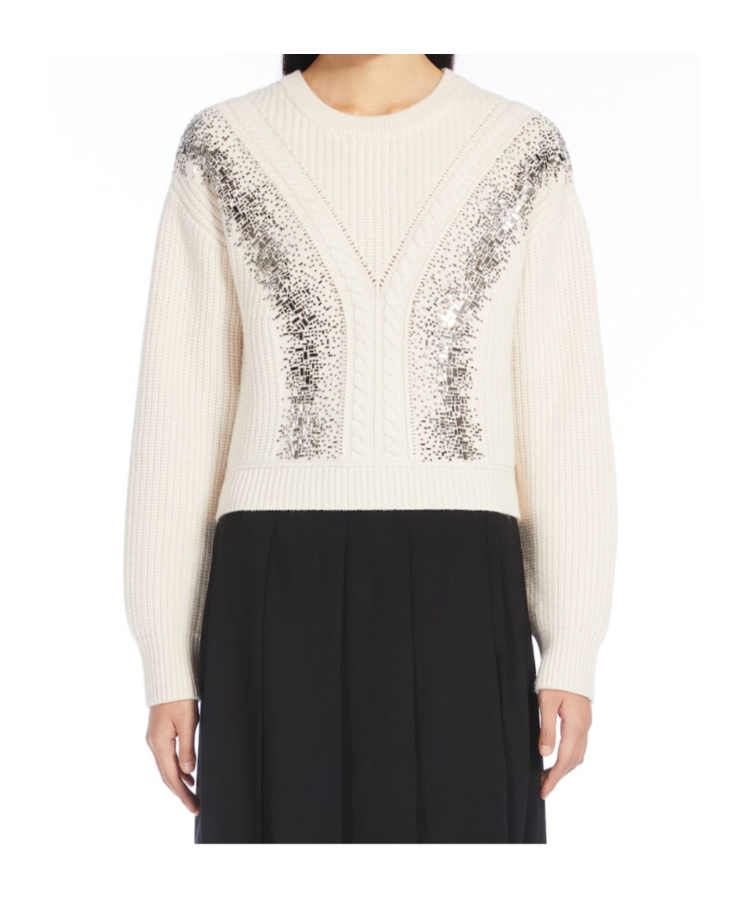 Max Mara Long-sleeved Wool Sweater In White