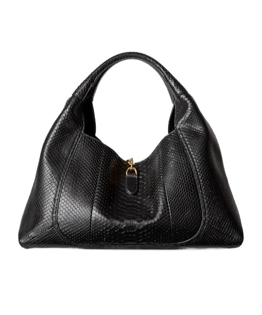 Gucci Softbit Python Maxi Shoulder Bag In Black