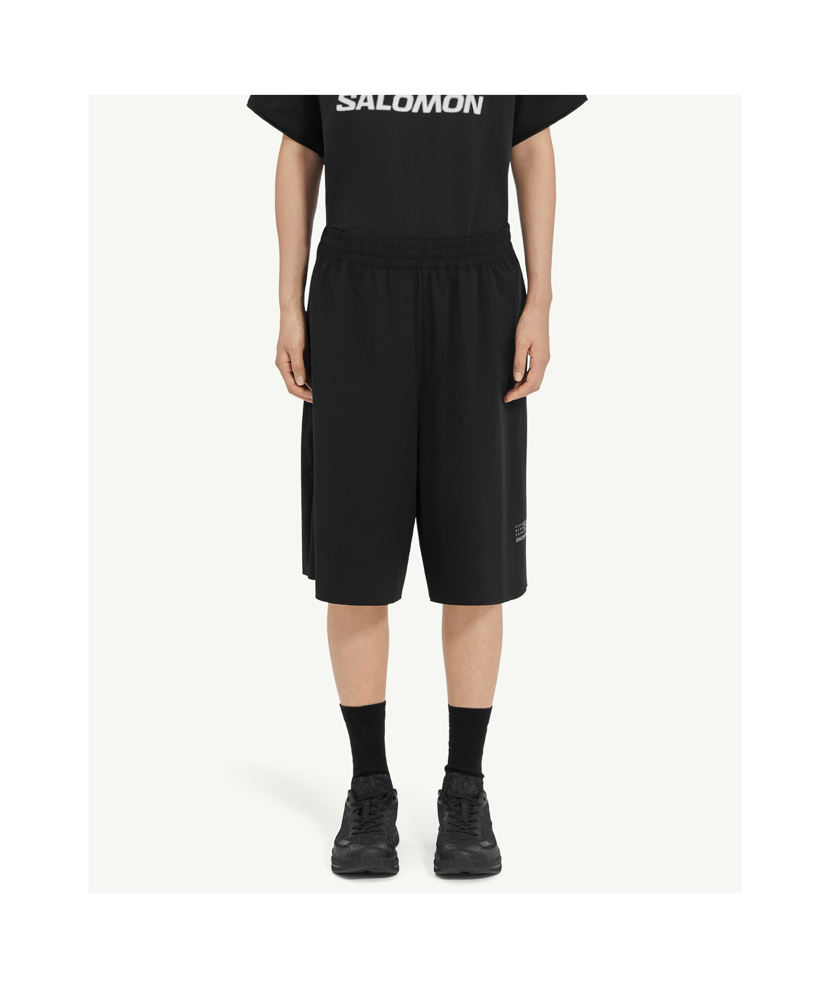 Mm6 Maison Margiela Black Salomon Edition Running Shorts In Black