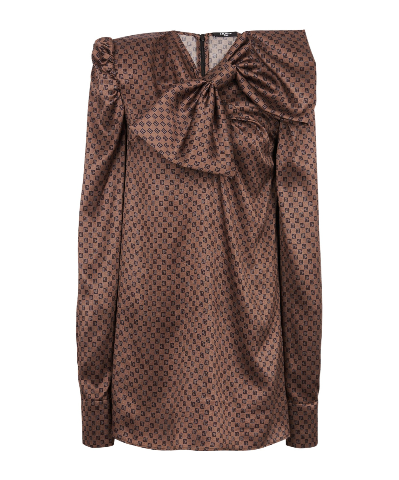 Balmain Bow-embellished Monogram-print Minidress