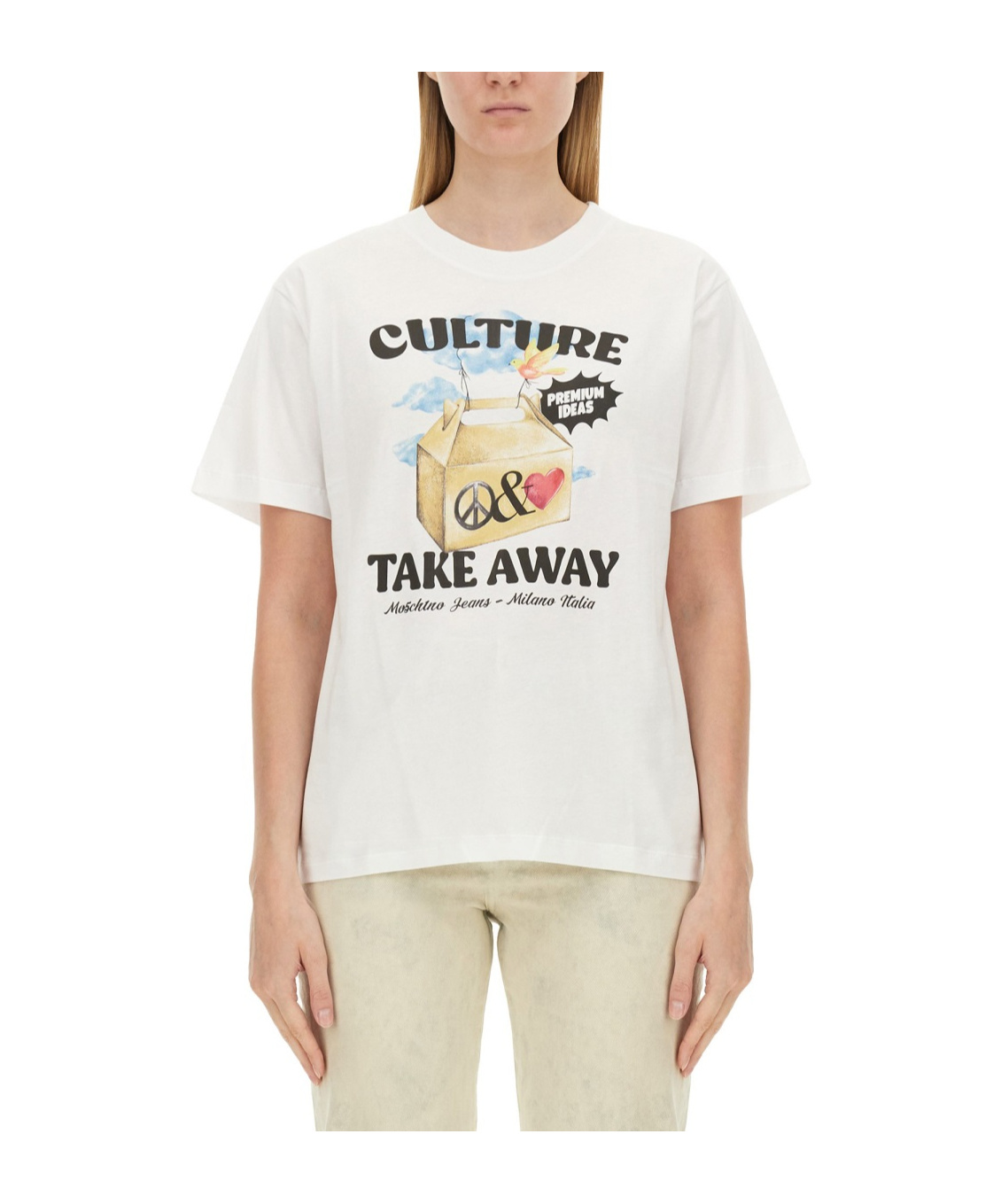 Moschino Print Short Sleeve T-shirt In White