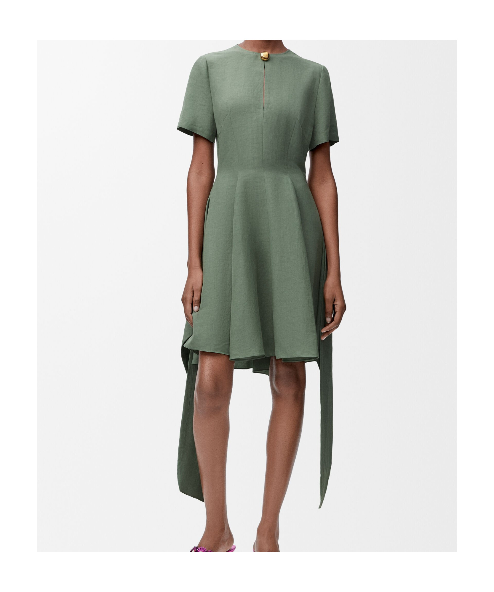 Loewe Pebble Dress In Sage Green Linen Blend In Green