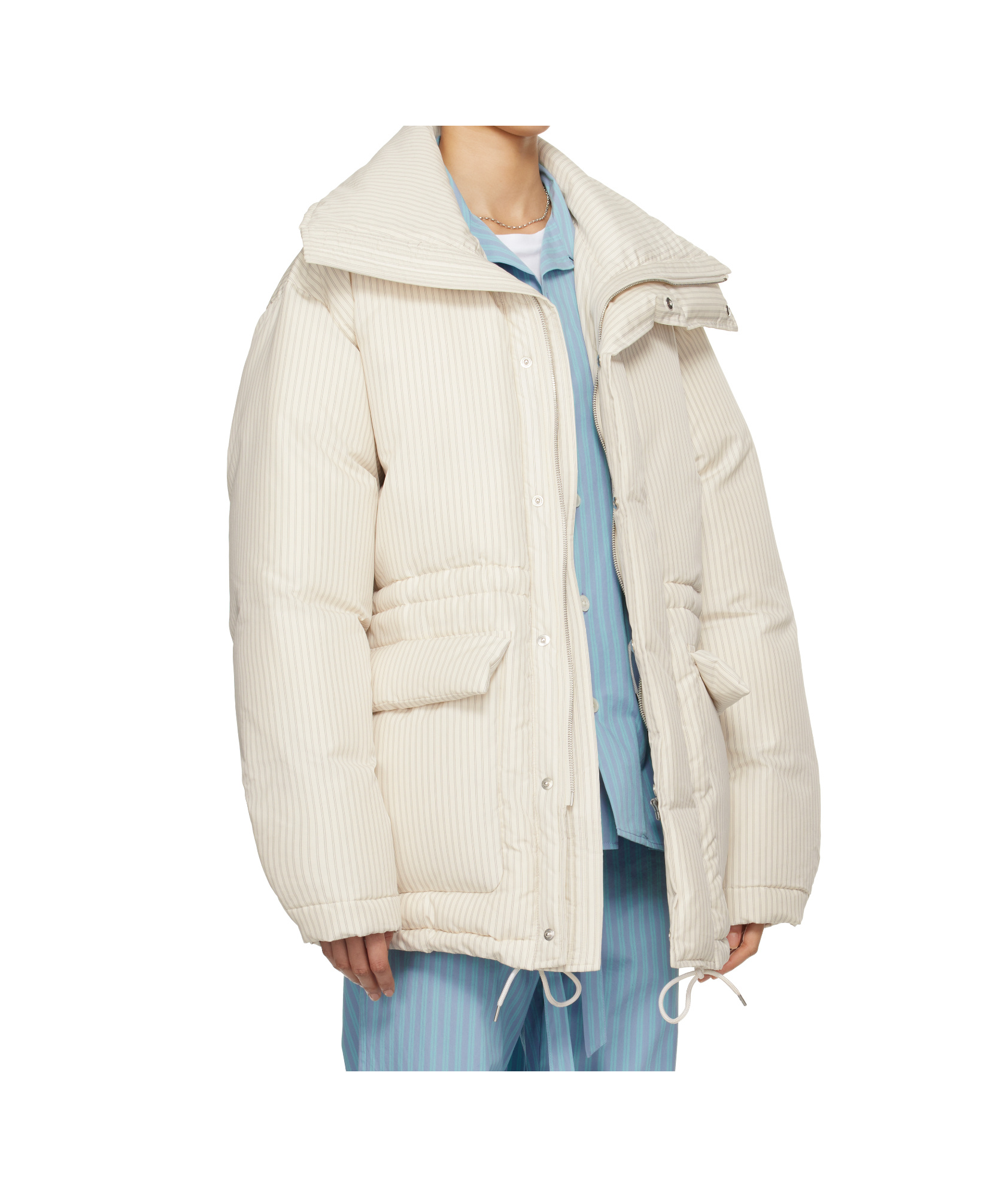 Tekla Ssense Exclusive White Auralee Edition Stripe Down Jacket In White