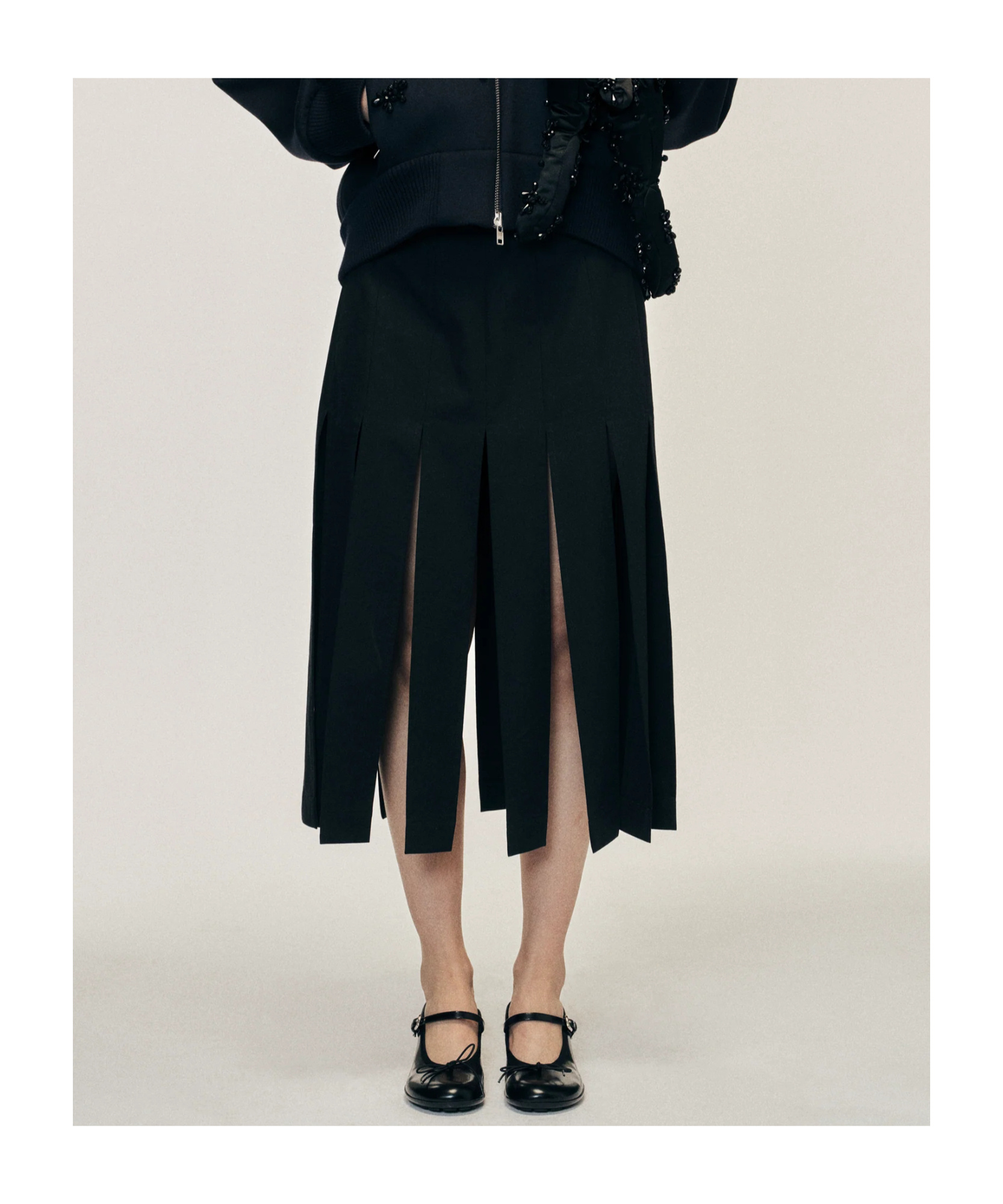 Simone Rocha Contrast-panel Midi Skirt In Black