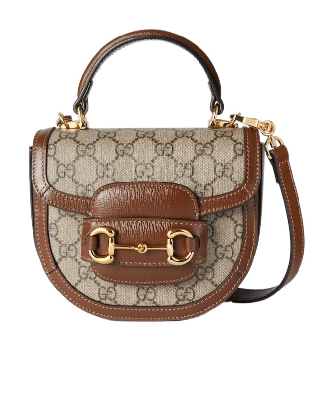 Gucci Women Gg Supreme Fabric Mini Horsebit 1955 Handbag In Brown