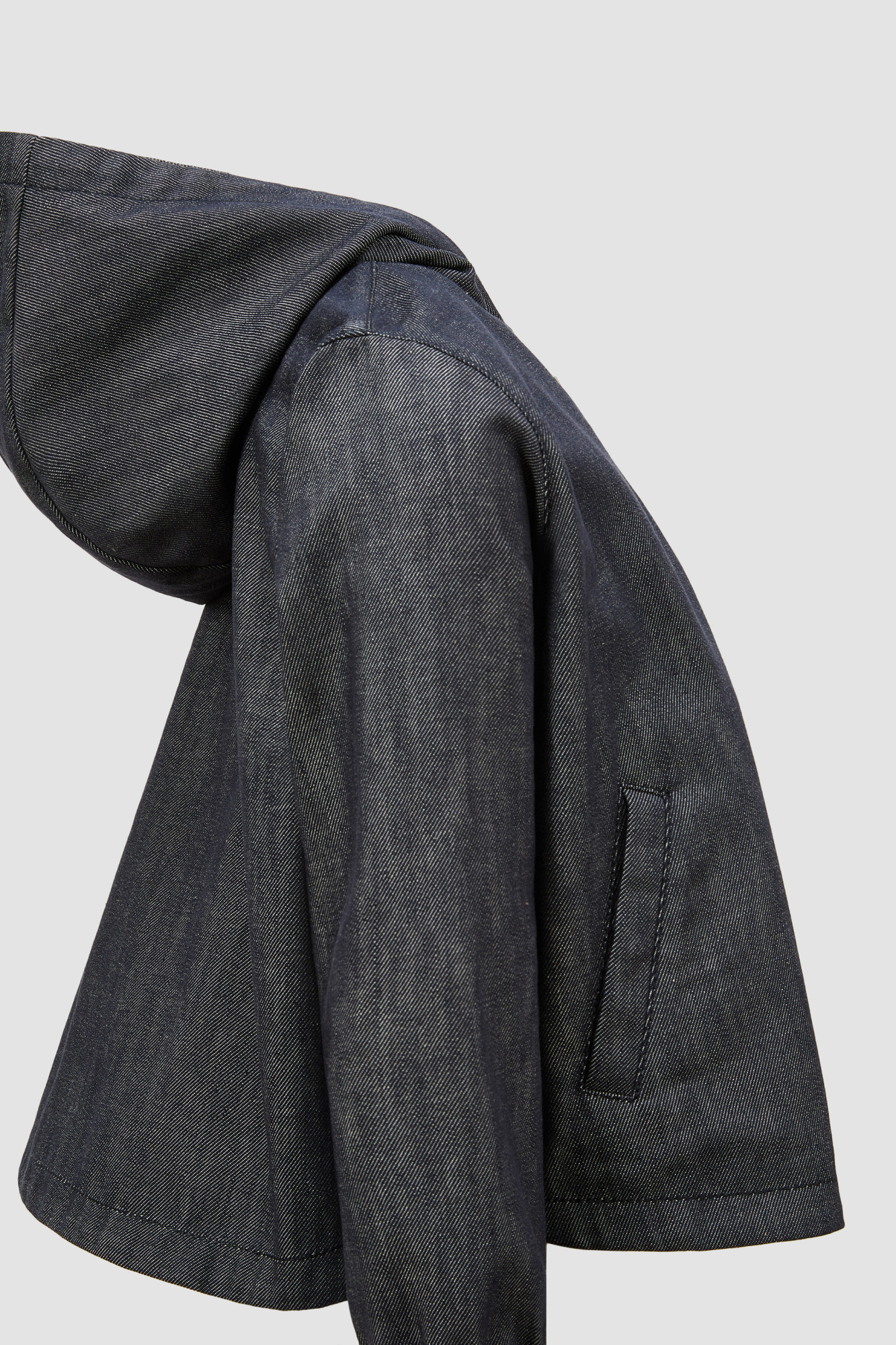 Moncler Long-sleeved Denim Jacket In Black