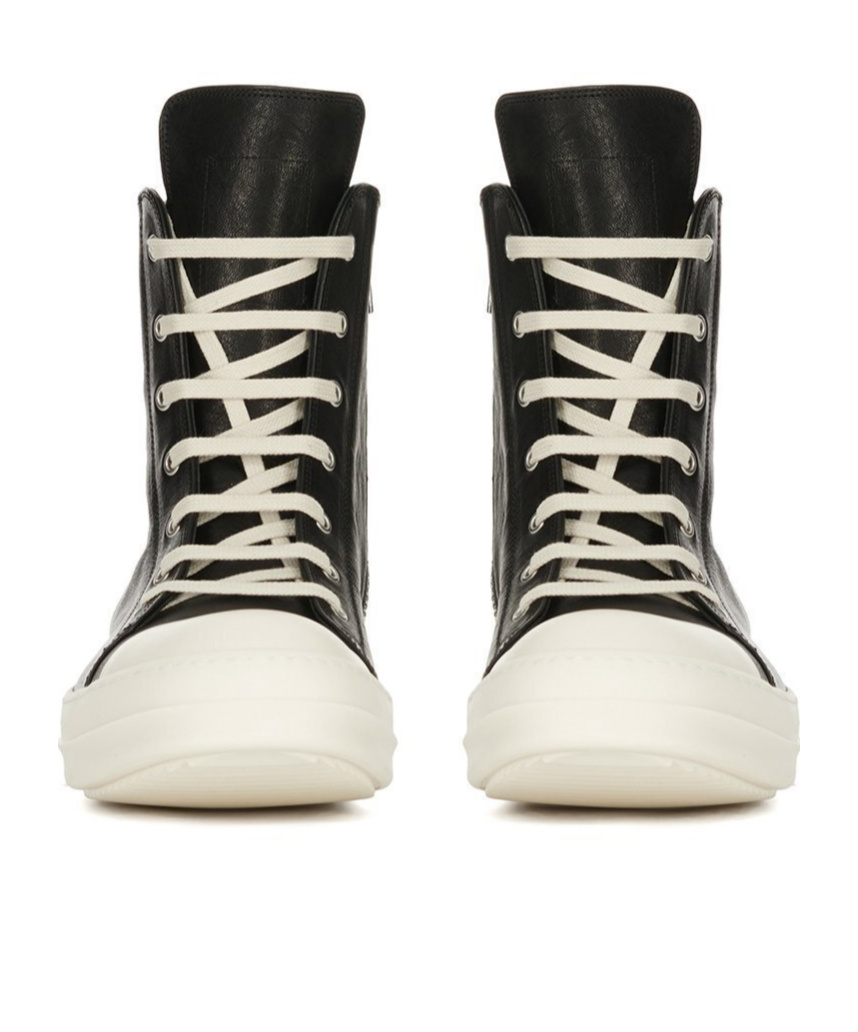 Rick Owens Men Leather High-top Sneakers In Black