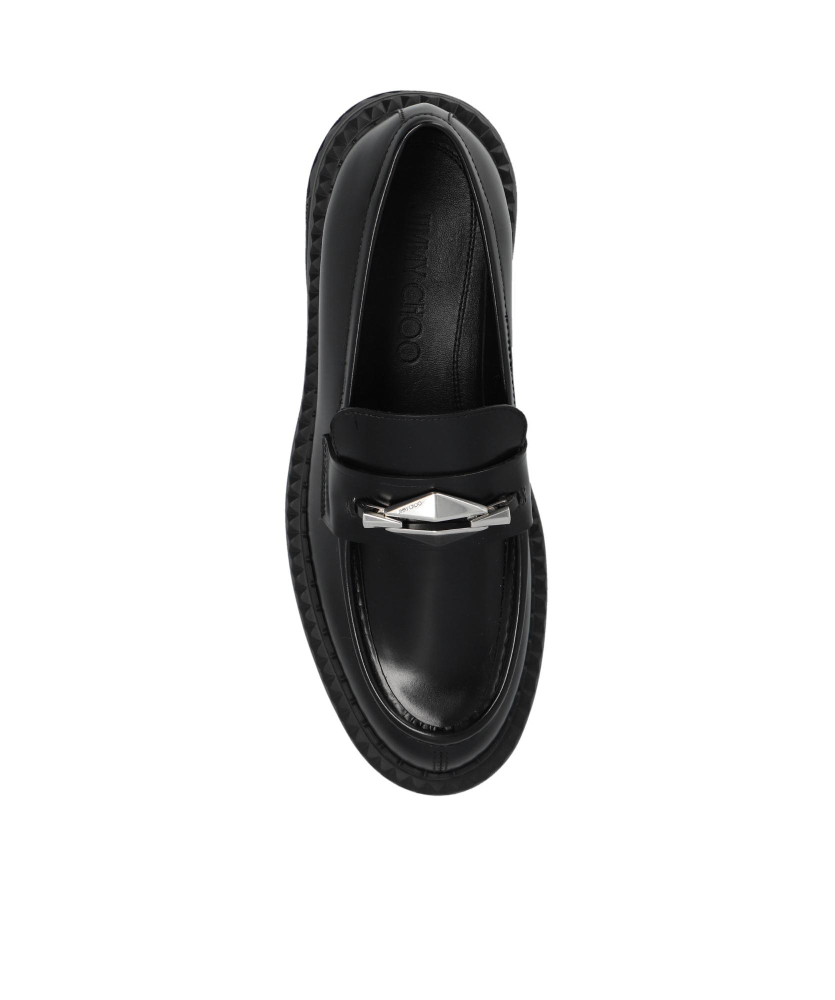 Shop Jimmy Choo Marlow Diamond Leather Loafers In Black