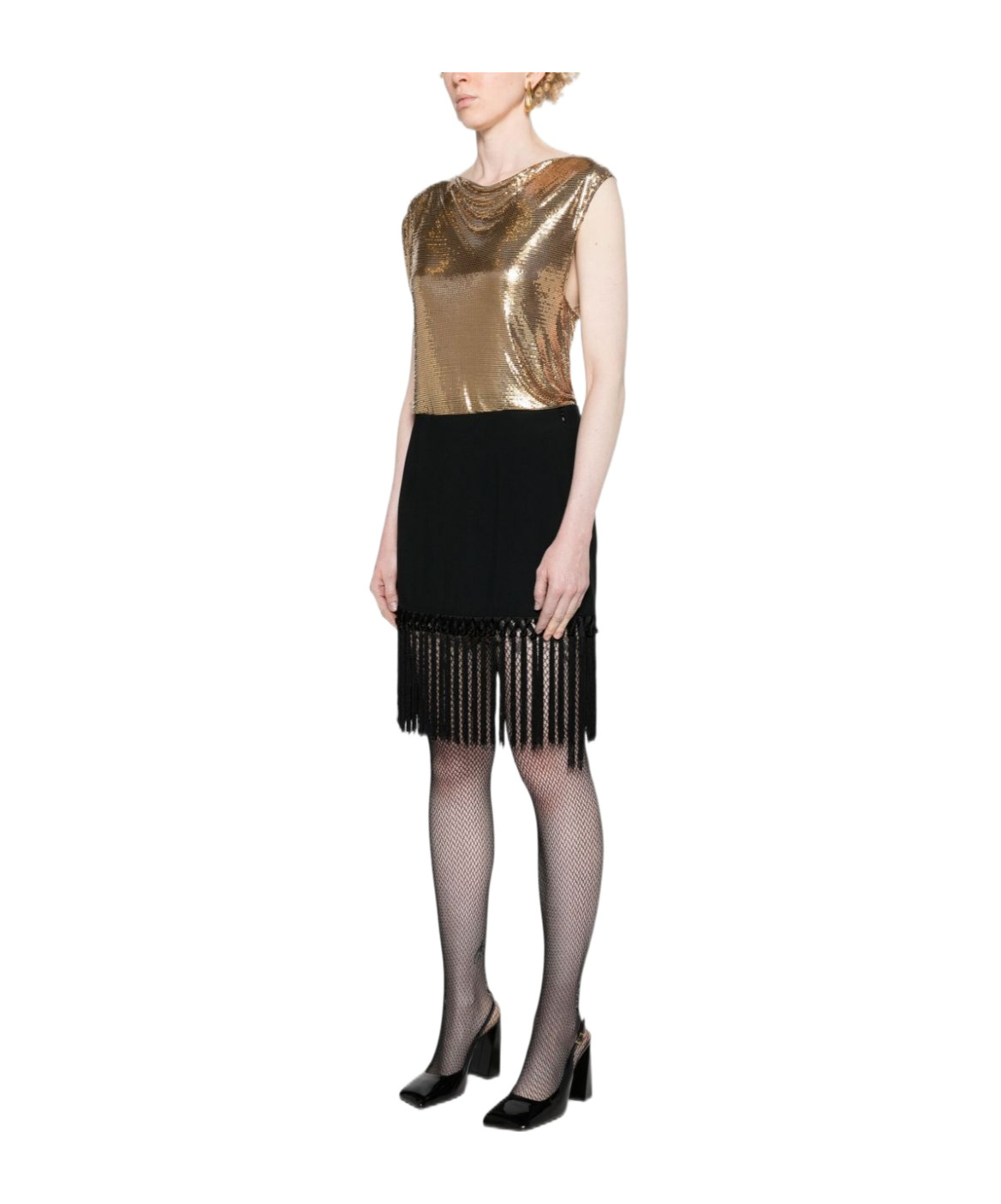 Shop Rabanne Chainmail Cowl-neck Tank Top In Nude