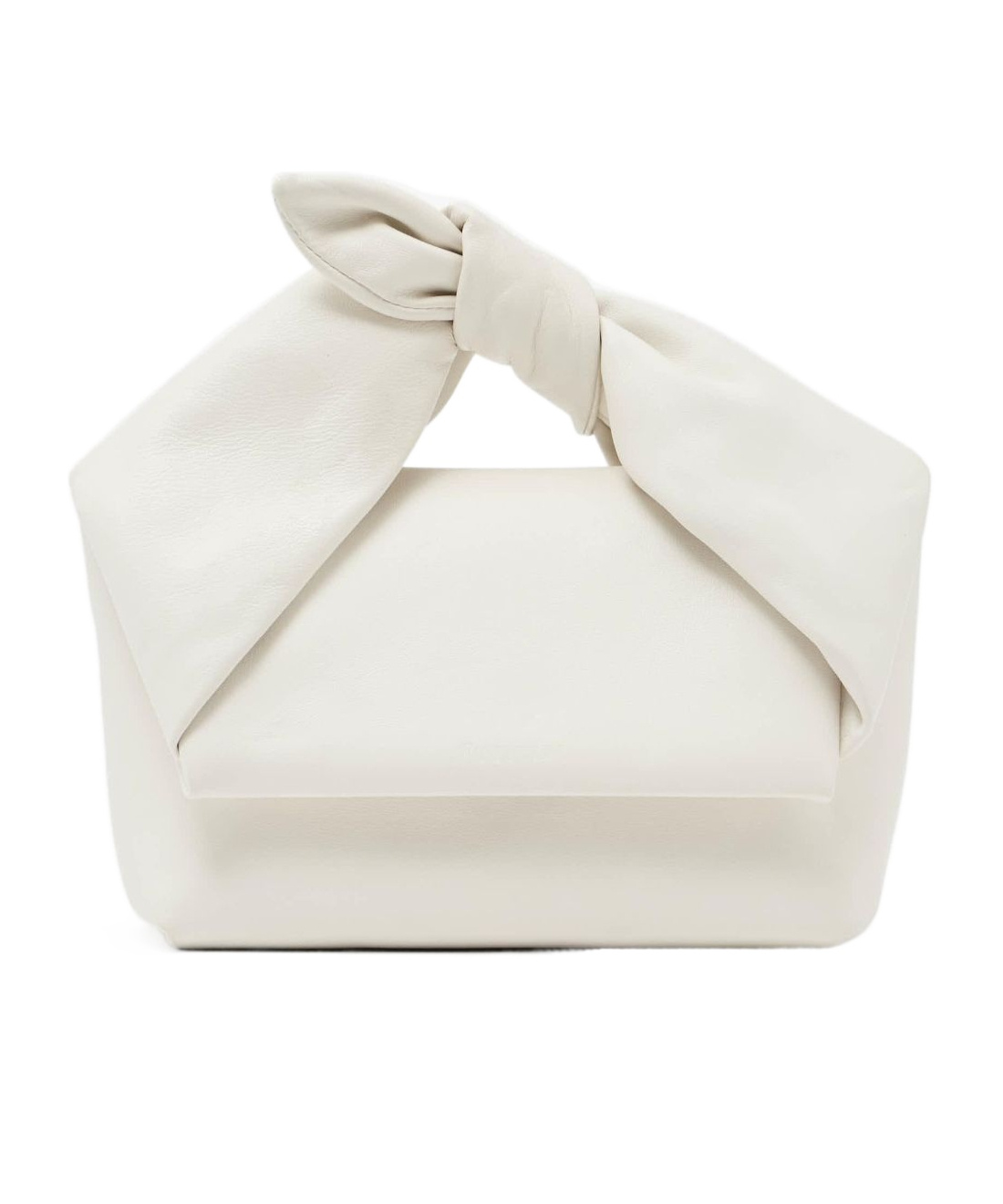 Jw Anderson Twister Midi Bow Leather Top-handle Bag In White